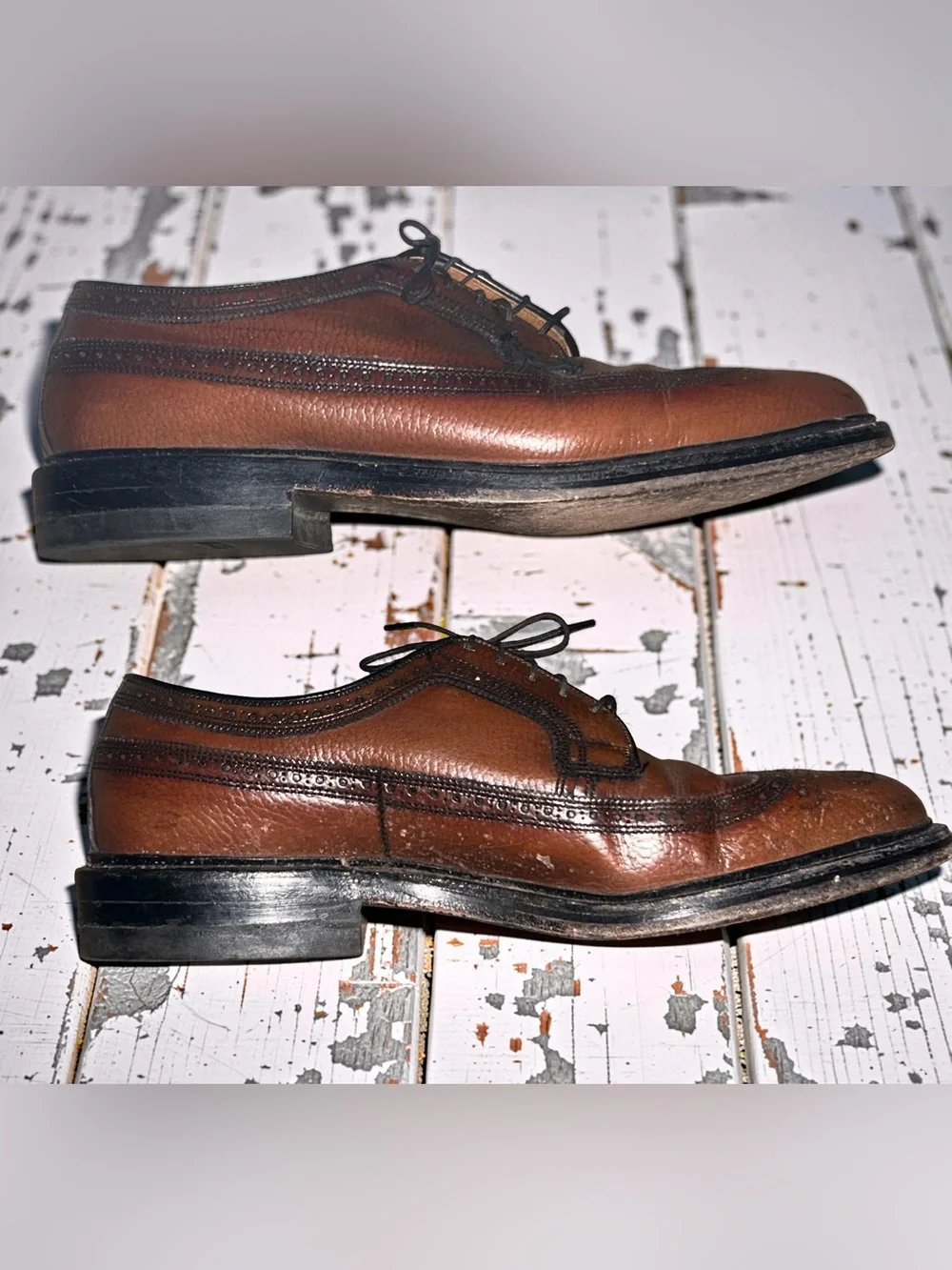 Vintage Roblee Brown Leather Wingtip Lace-Up Oxford Dress Shoes Size 10 D